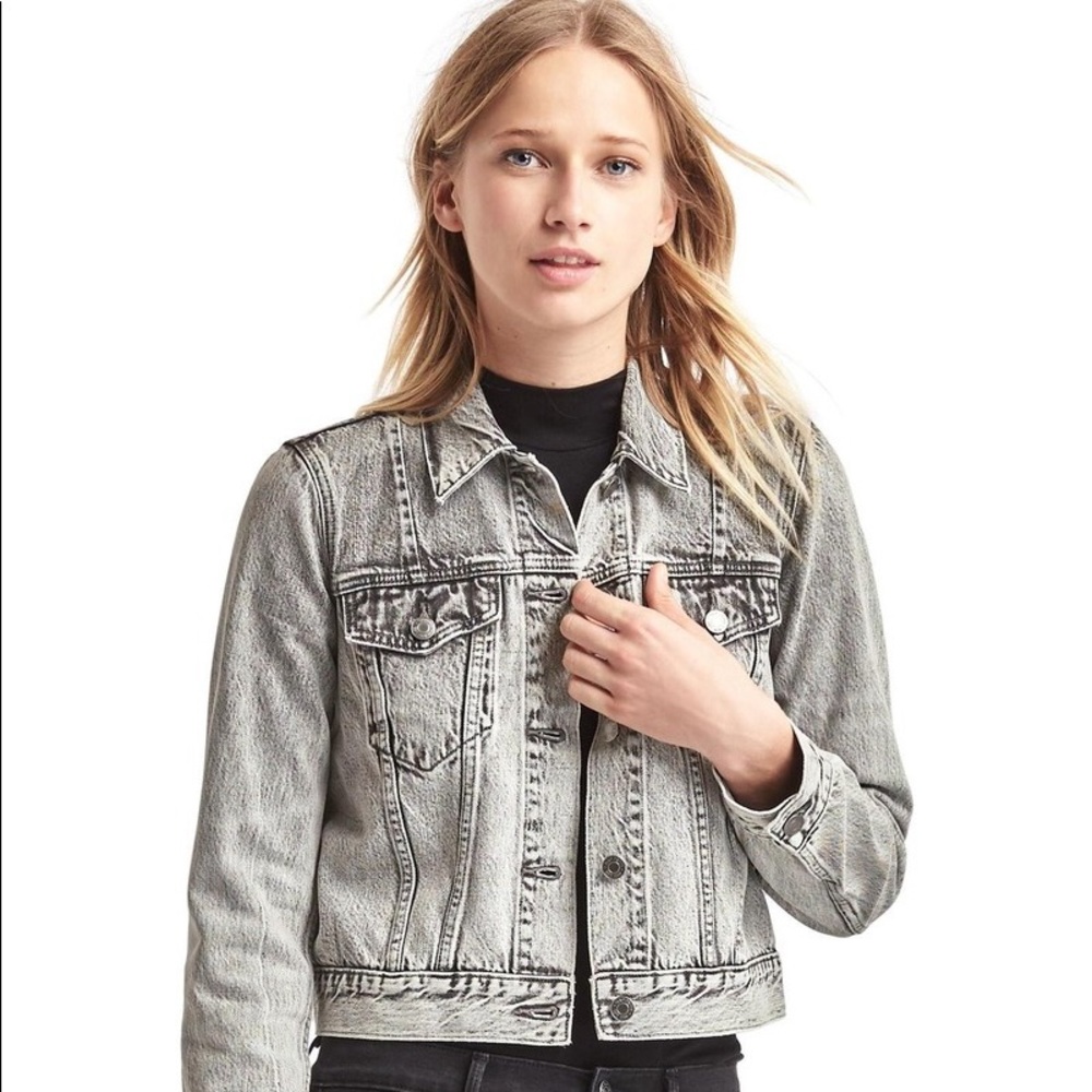 GAP Icon Denim Jacket Light Grey Wash XS